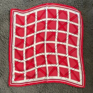 Red And White Geometric Patterned Scarf Handkerchief